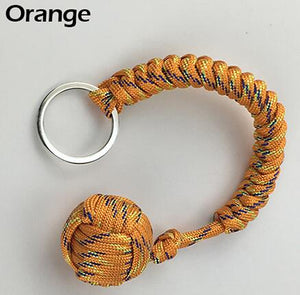 Outdoor Security Protection Black Monkey Fist Steel Ball For Girl Bearing Self Defense Lanyard Survival Key Chain Broken Windows