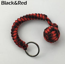 Load image into Gallery viewer, Outdoor Security Protection Black Monkey Fist Steel Ball For Girl Bearing Self Defense Lanyard Survival Key Chain Broken Windows