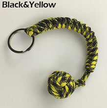 Load image into Gallery viewer, Outdoor Security Protection Black Monkey Fist Steel Ball For Girl Bearing Self Defense Lanyard Survival Key Chain Broken Windows