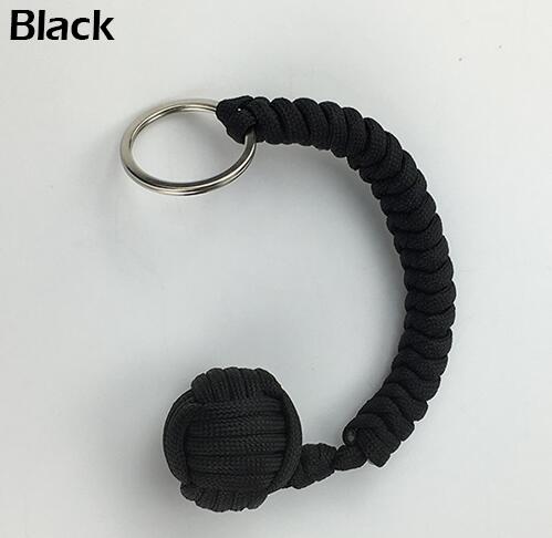 Outdoor Security Protection Black Monkey Fist Steel Ball For Girl Bearing Self Defense Lanyard Survival Key Chain Broken Windows