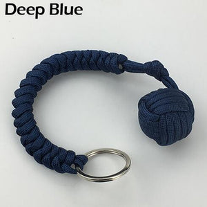 Outdoor Security Protection Black Monkey Fist Steel Ball For Girl Bearing Self Defense Lanyard Survival Key Chain Broken Windows