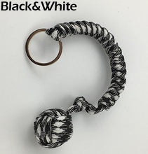 Load image into Gallery viewer, Outdoor Security Protection Black Monkey Fist Steel Ball For Girl Bearing Self Defense Lanyard Survival Key Chain Broken Windows