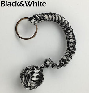 Outdoor Security Protection Black Monkey Fist Steel Ball For Girl Bearing Self Defense Lanyard Survival Key Chain Broken Windows